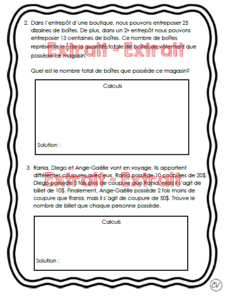 Mathématiques - Évaluation C2 compétence 2 (6 problèmes)