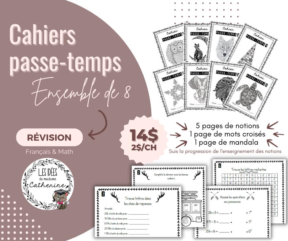 Cahiers passe-temps - ensemble (8) - 3e cycle