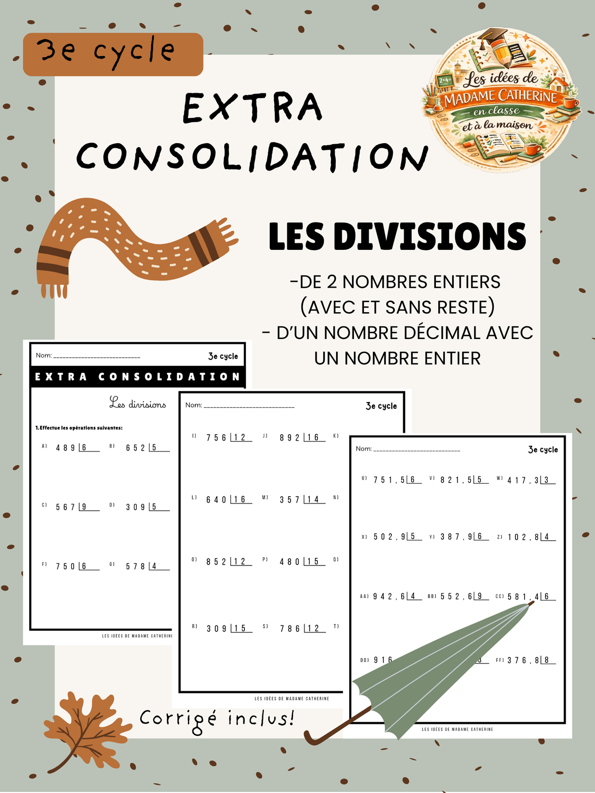 Extra consolidation - Les divisions - 3e cycle