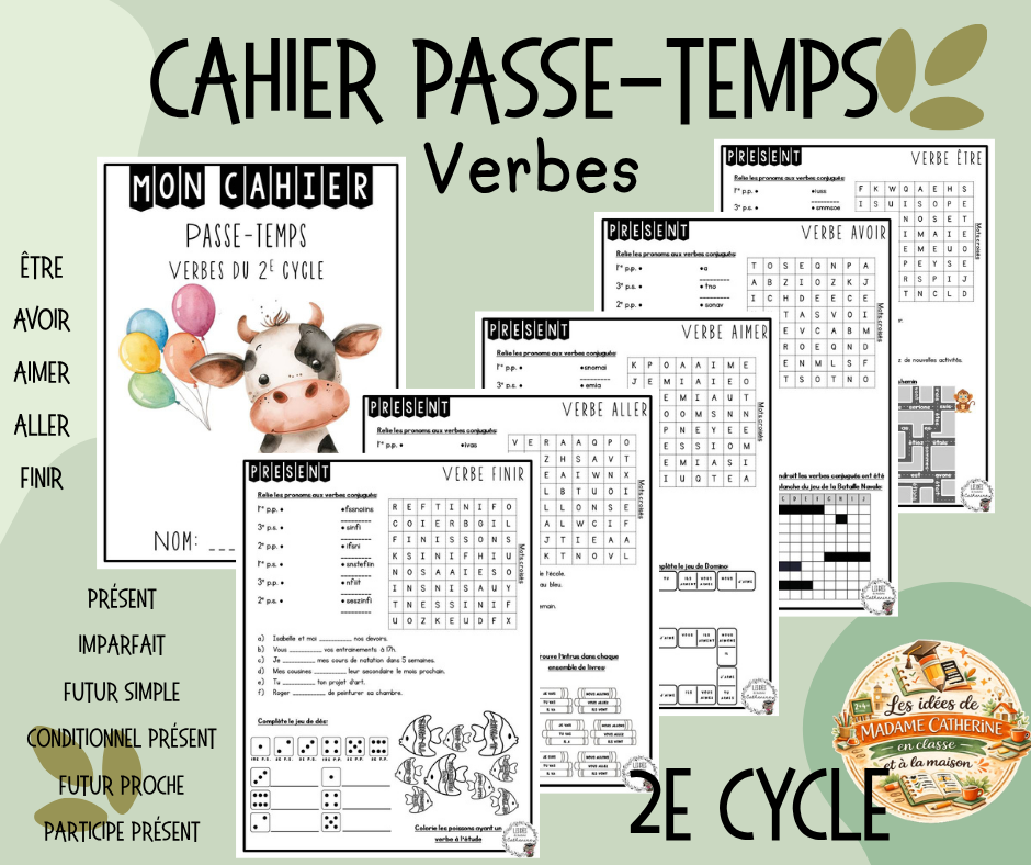 Cahier passe-temps verbes 2e cycle
