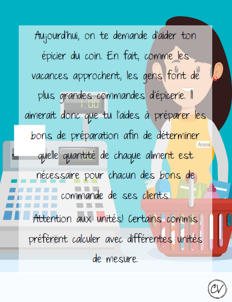 Mathématiques - atelier/jeu - L'épicier du coin (fractions + unité de mesure)
