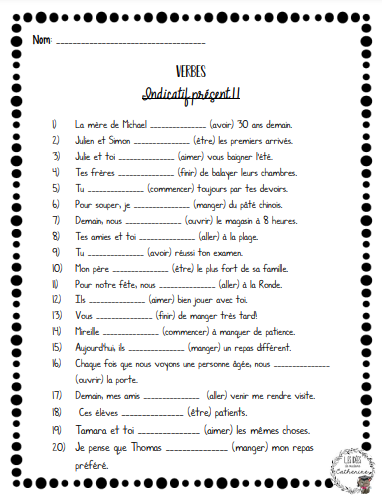 Français - cahier de verbes - 3e cycle