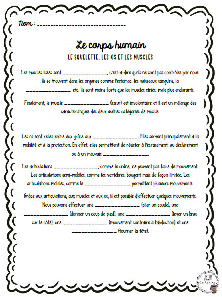 Sciences - Le corps humain - 3e cycle
