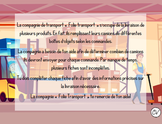 Mathématiques - atelier/jeu - Transport en folie (fractions impropres)