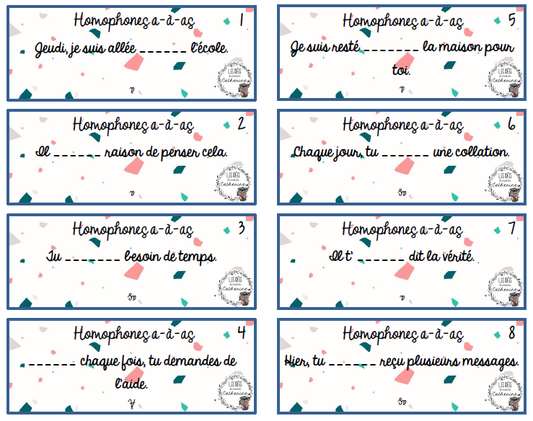 Français - atelier/jeu - Homophones