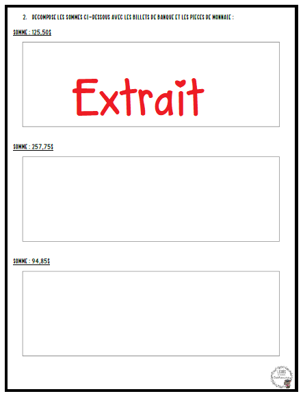 Mathématiques - Travailler l'argent - 3e cycle