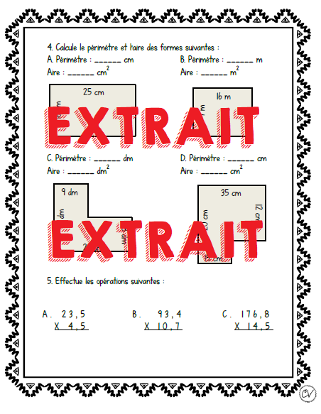 Mathématiques - Évaluation concepts math - 3e cycle