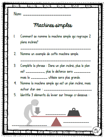 Sciences - machines simples - DOSSIER COMPLET