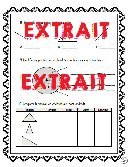Mathématiques - Évaluation concepts math - 3e cycle