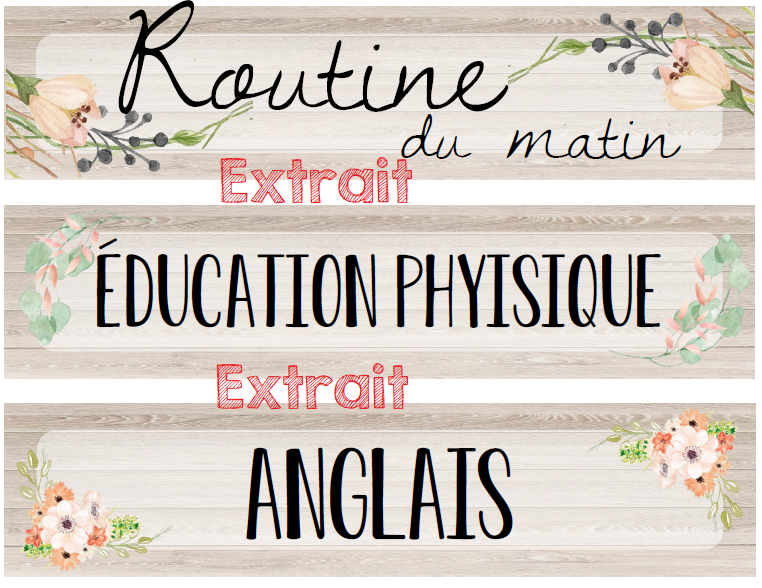 Affichage classe - Thématique: bois, floral, estival, rustique