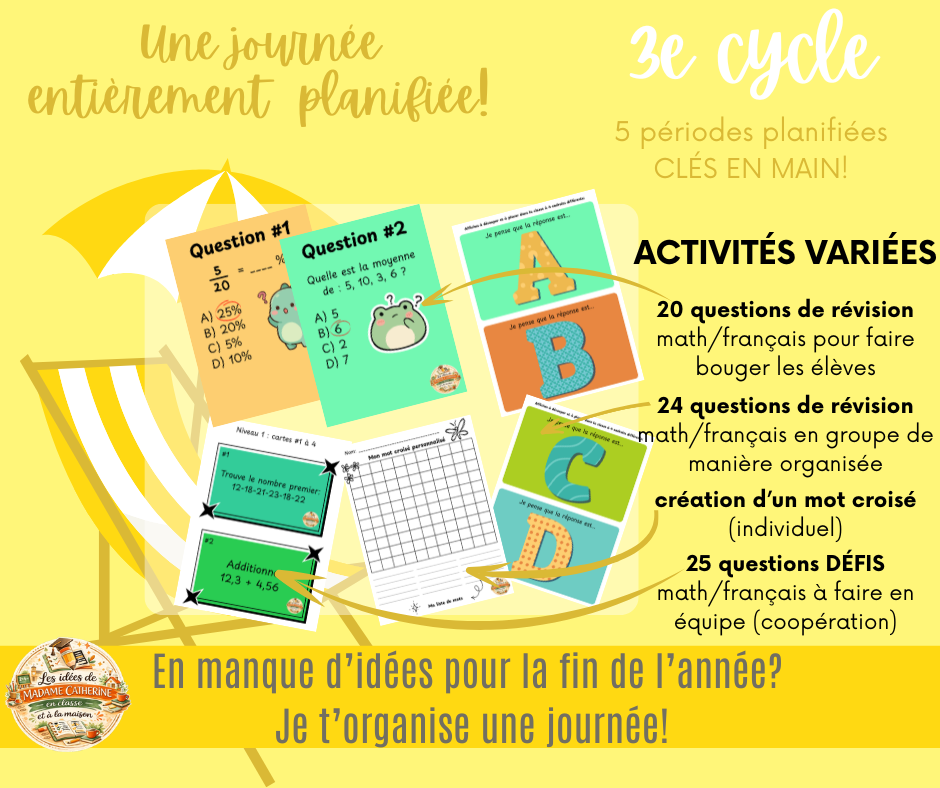 Une journée planifiée - 3e cycle