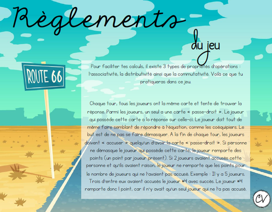 Mathématiques - Atelier/jeu - La route des propriétés d'opérations