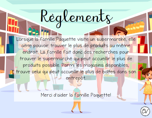 Mathématiques - Atelier/jeu - Supermarché: jeu sur la contenance