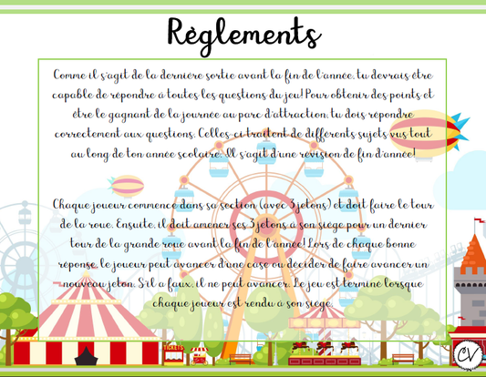 Mathématiques - Atelier/jeu - Révision complète (Parc d'attraction)