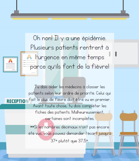 Mathématiques - atelier/jeu - Salle d'urgence