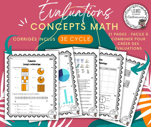 Mathématiques - Évaluations (10) concepts - 3e cycle