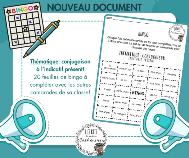 Français - BINGO! - Verbes à l'indicatif présent