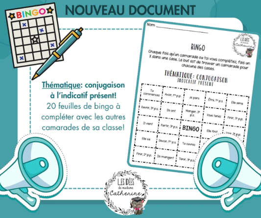 Français - BINGO! - Verbes à l'indicatif présent