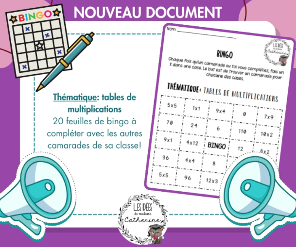 Mathématiques - BINGO! - Multiplications