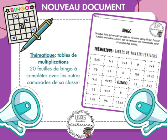 Mathématiques - BINGO! - Multiplications