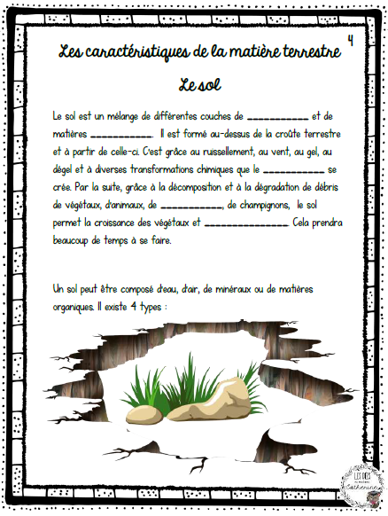 Sciences - La terre et ses composantes - 3e cycle