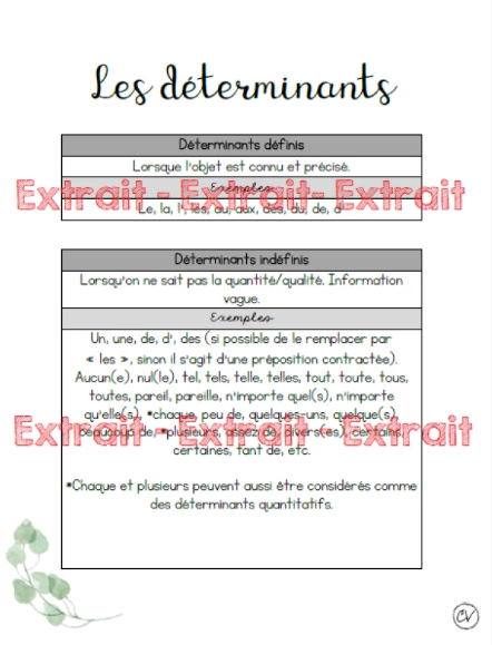 Affiche - Outils - Les déterminants