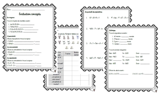 Mathématiques - Évaluation concepts - 3e cycle