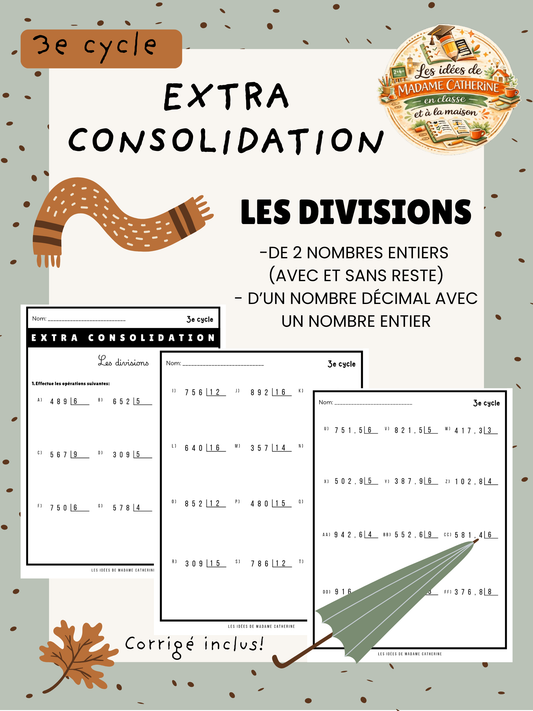 Extra consolidation - Les divisions - 3e cycle