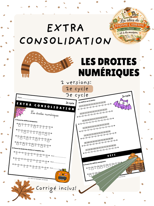 Extra consolidation - Les droites numériques - 2e cycle