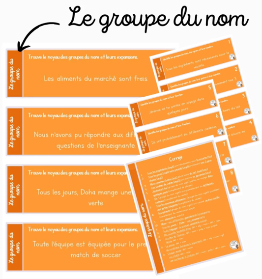 Français - Cartes à tâches - Le groupe du nom