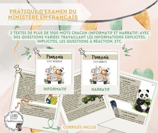 Français - pratique examen du MELS - 3e cycle
