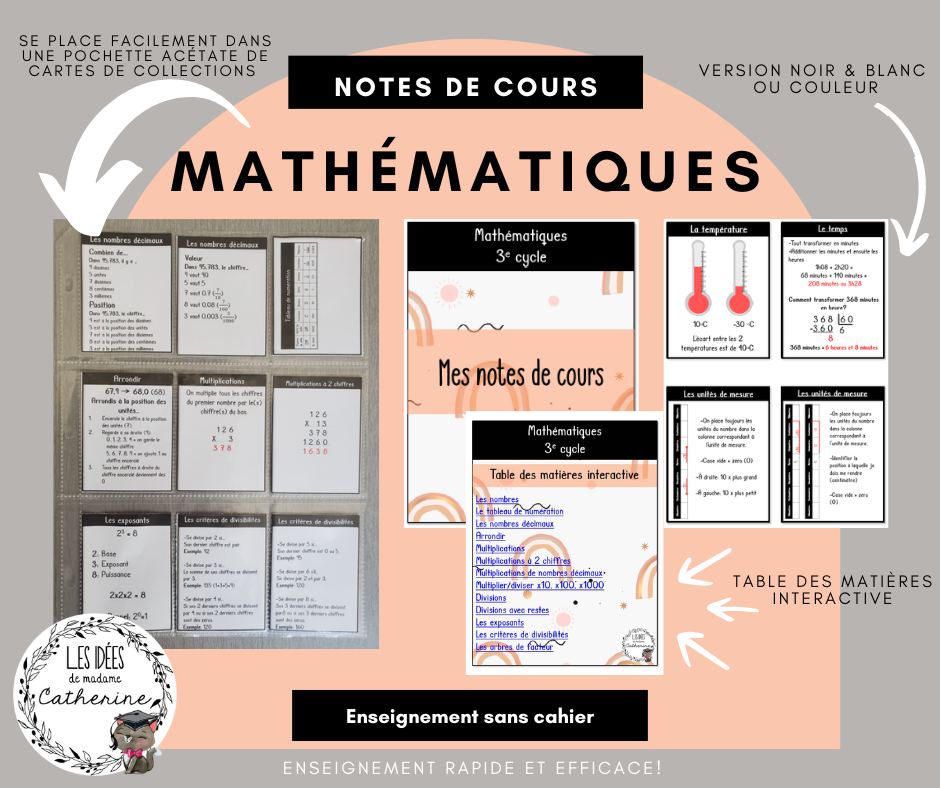 Mathématiques - Notes de cours (lexique) - 3e cycle