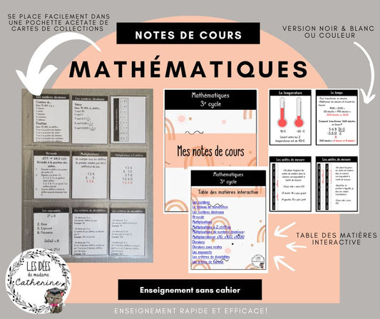 Mathématiques - Notes de cours (lexique) - 3e cycle