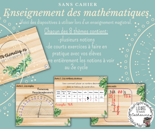 Mathématiques - enseignement SANS cahier - Thème 1 à 8 - ensemble COMPLET