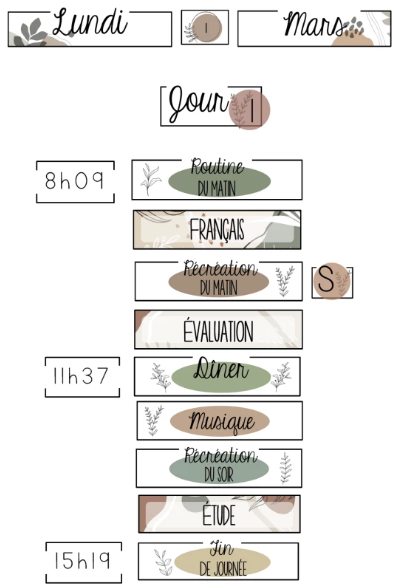 Menu du jour minimaliste
