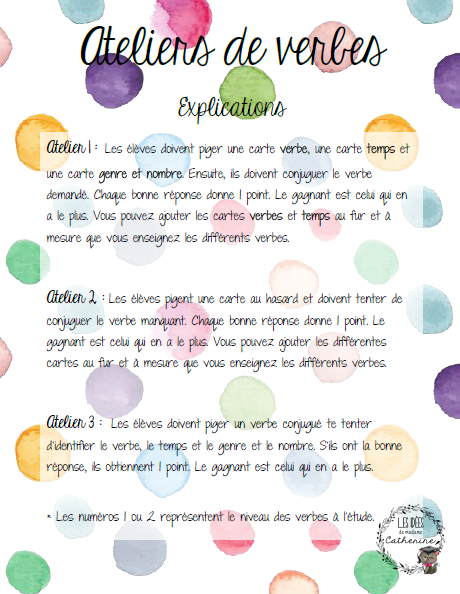 Français - atelier/jeu - Travailler les verbes