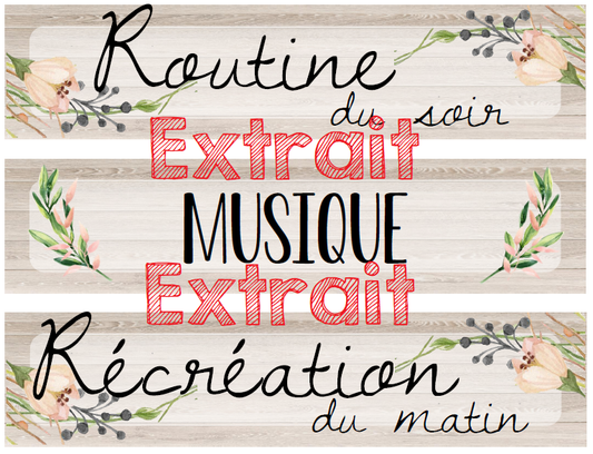 Affichage classe - Thématique: bois, floral, estival, rustique
