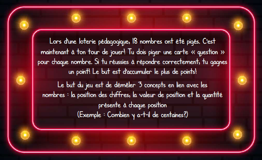 Mathématiques - atelier/jeu - Loterie pédagogique - valeur/position