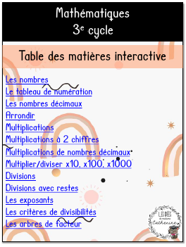 Mathématiques - Notes de cours (lexique) - 3e cycle