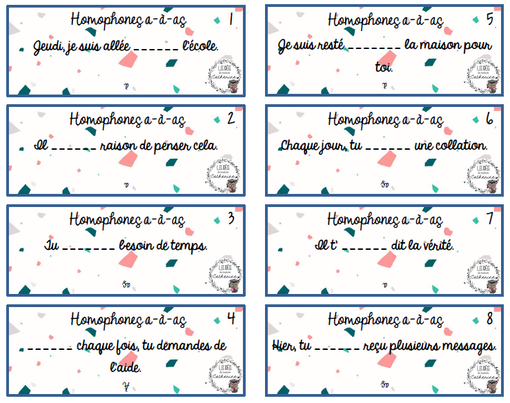 Français - atelier/jeu - Homophones