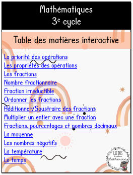 Mathématiques - Notes de cours (lexique) - 3e cycle