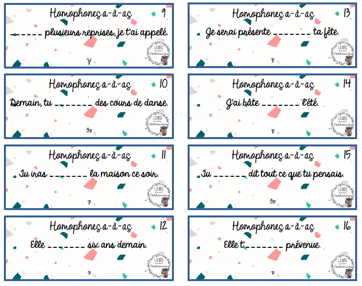 Français - atelier/jeu - Homophones