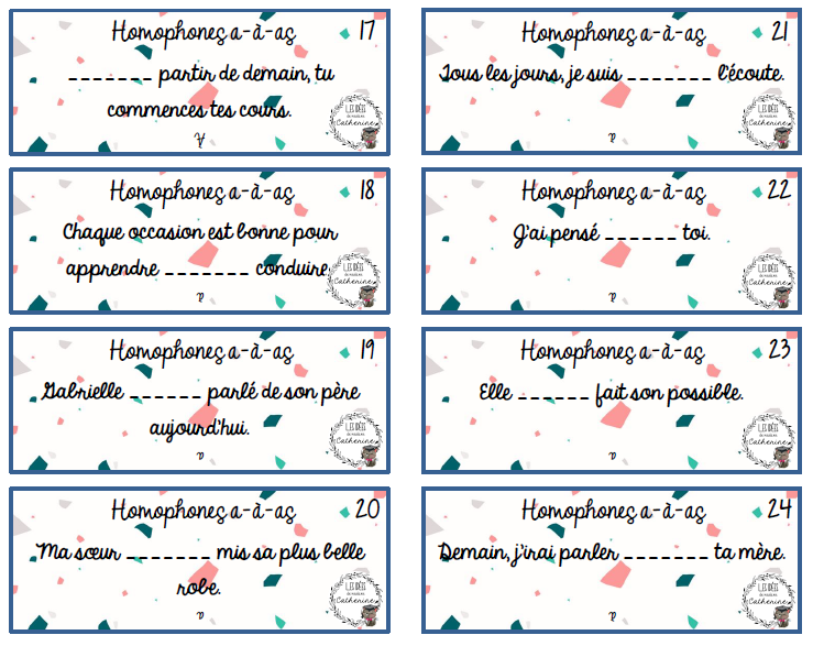 Français - atelier/jeu - Homophones