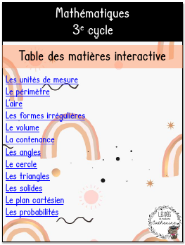 Mathématiques - Notes de cours (lexique) - 3e cycle