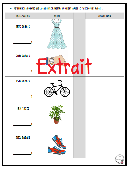 Mathématiques - Travailler l'argent - 3e cycle