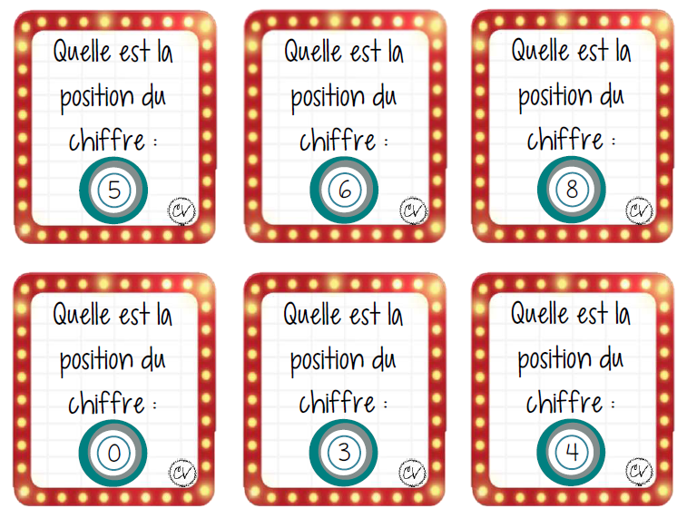 Mathématiques - atelier/jeu - Loterie pédagogique - valeur/position