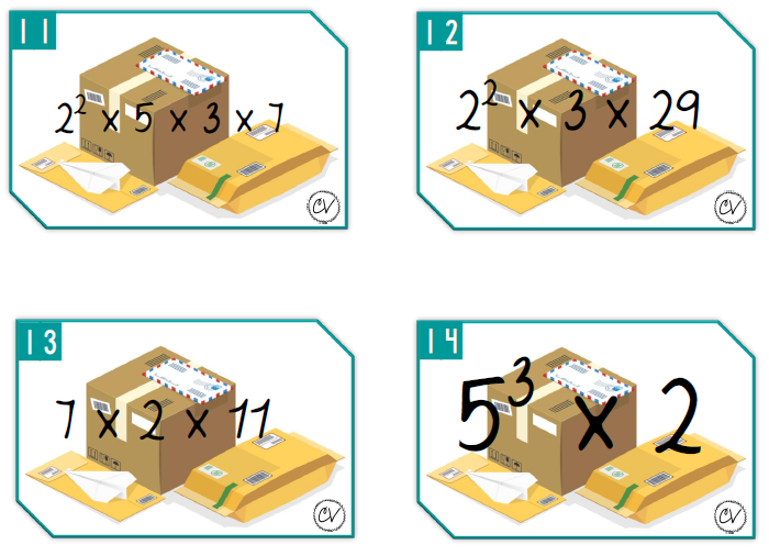 Mathématiques - atelier/jeu - Poisson d'avril à la poste (factorisation)