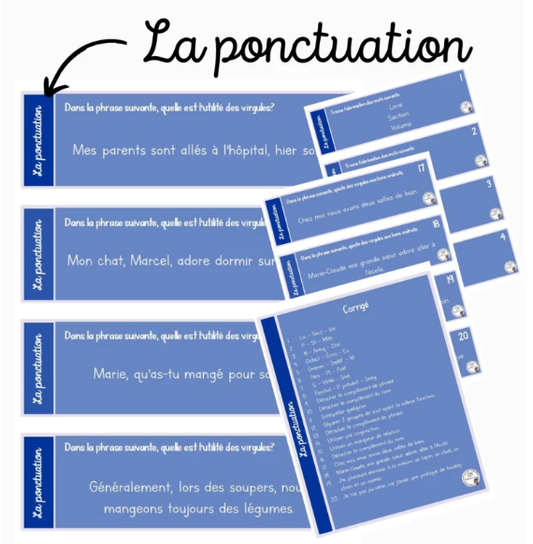 Français - Cartes à tâches - La ponctuation (virgules et abréviations)