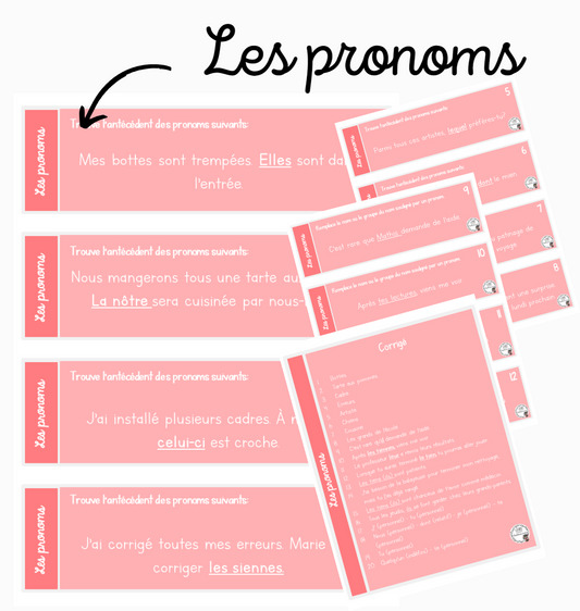 Français - Cartes à tâches - Les pronoms