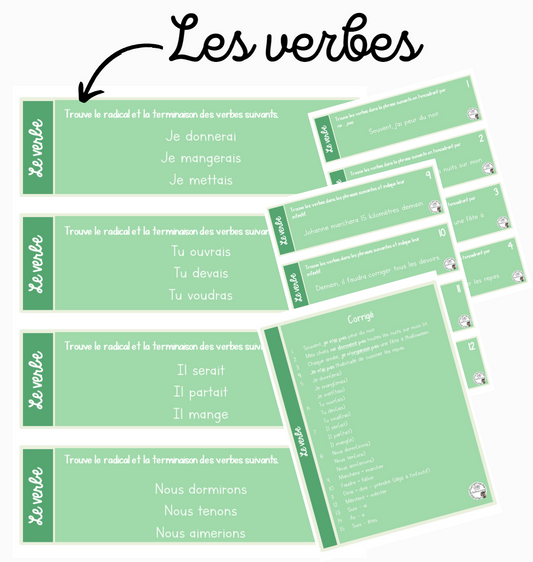 Français - Cartes à tâches - Les verbes